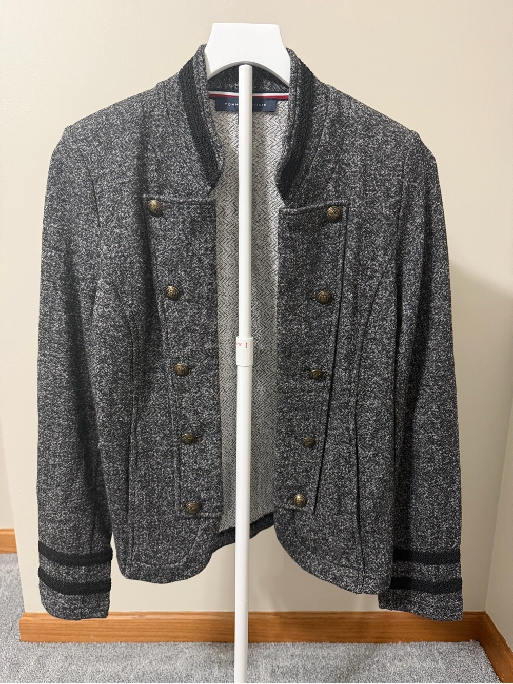 Tommy Hilfiger Women’s Charcoal Gray Military-Style Wool Blend Jacket